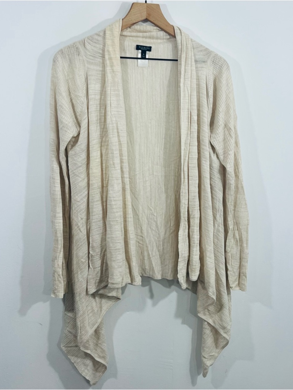 Talbots Cream Off White Open Waterfall Cardigan Summer Night Vibe Size Medium
